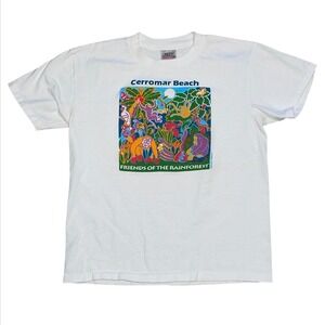 Vintage Oneita Cerromar Beach Friends of the Rainforest Kids T-Shirt Large 14-16